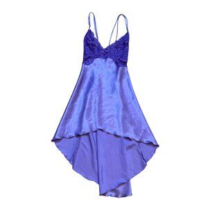 90s Shirly Of Hollywood Purple Satin & Lace Babydoll Nightgown Lingerie M